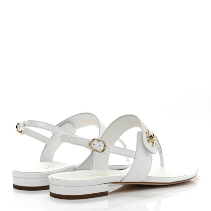 Chanel Lambskin CC Thong Sandals 38 White 4 of 8