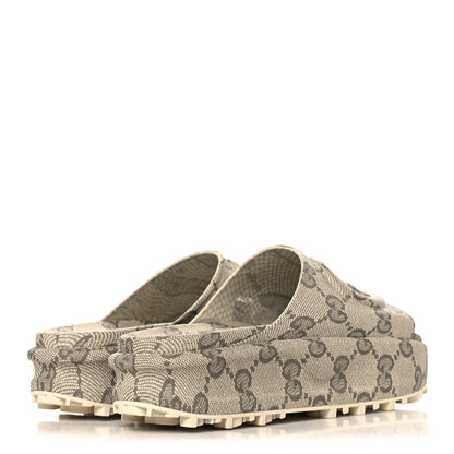 Gucci Cubic Rubber GG Monogram Womens Interlocking G Platform 42mm Slide Sandals 41 Beige Ebony 5 of 10