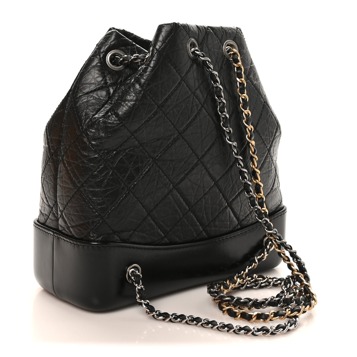 Aged Calfskin Quilted Small Gabrielle Backpack Black