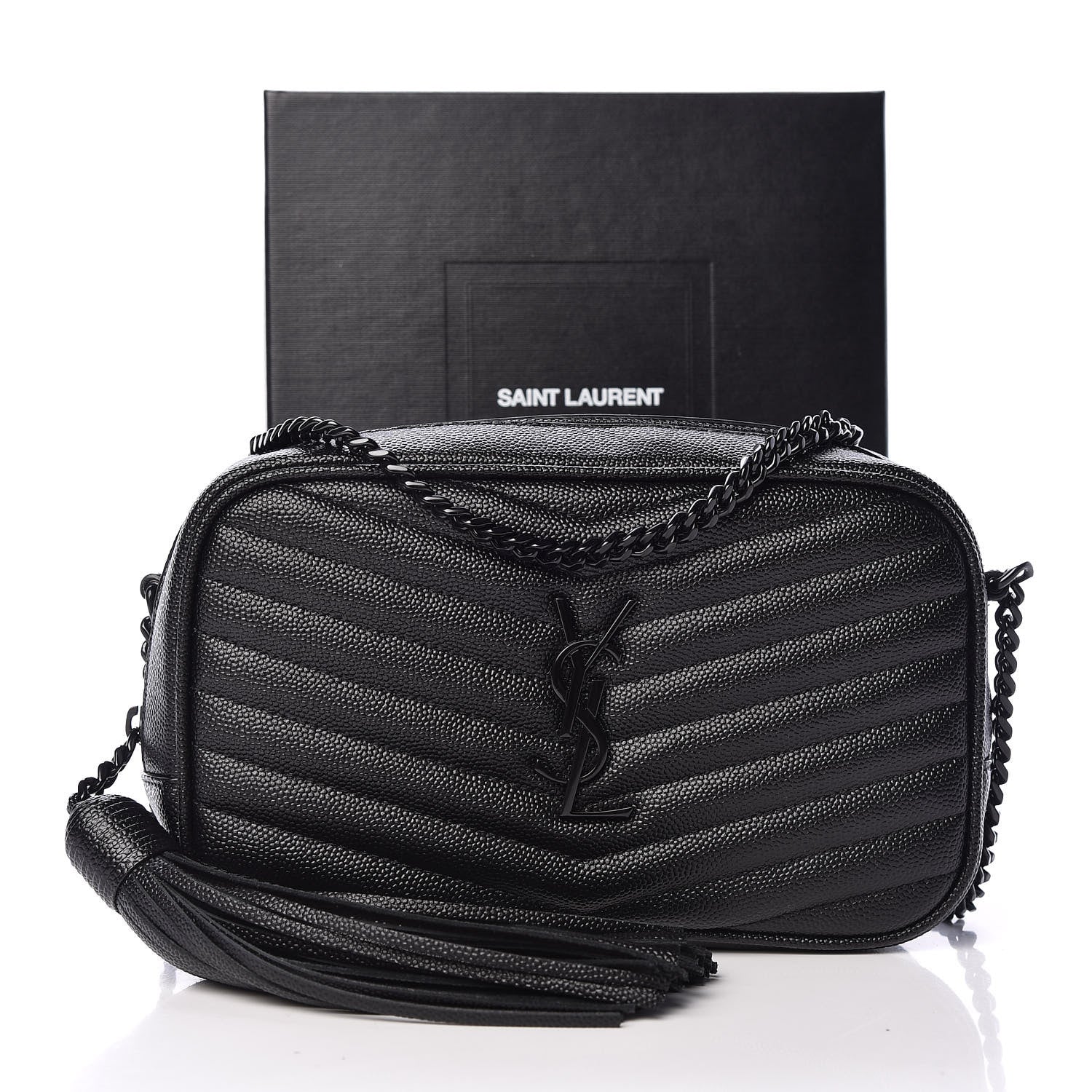 Saint Laurent Grain De Poudre Matelasse Monogram Mini Lou Camera Bag Black 10 of 10
