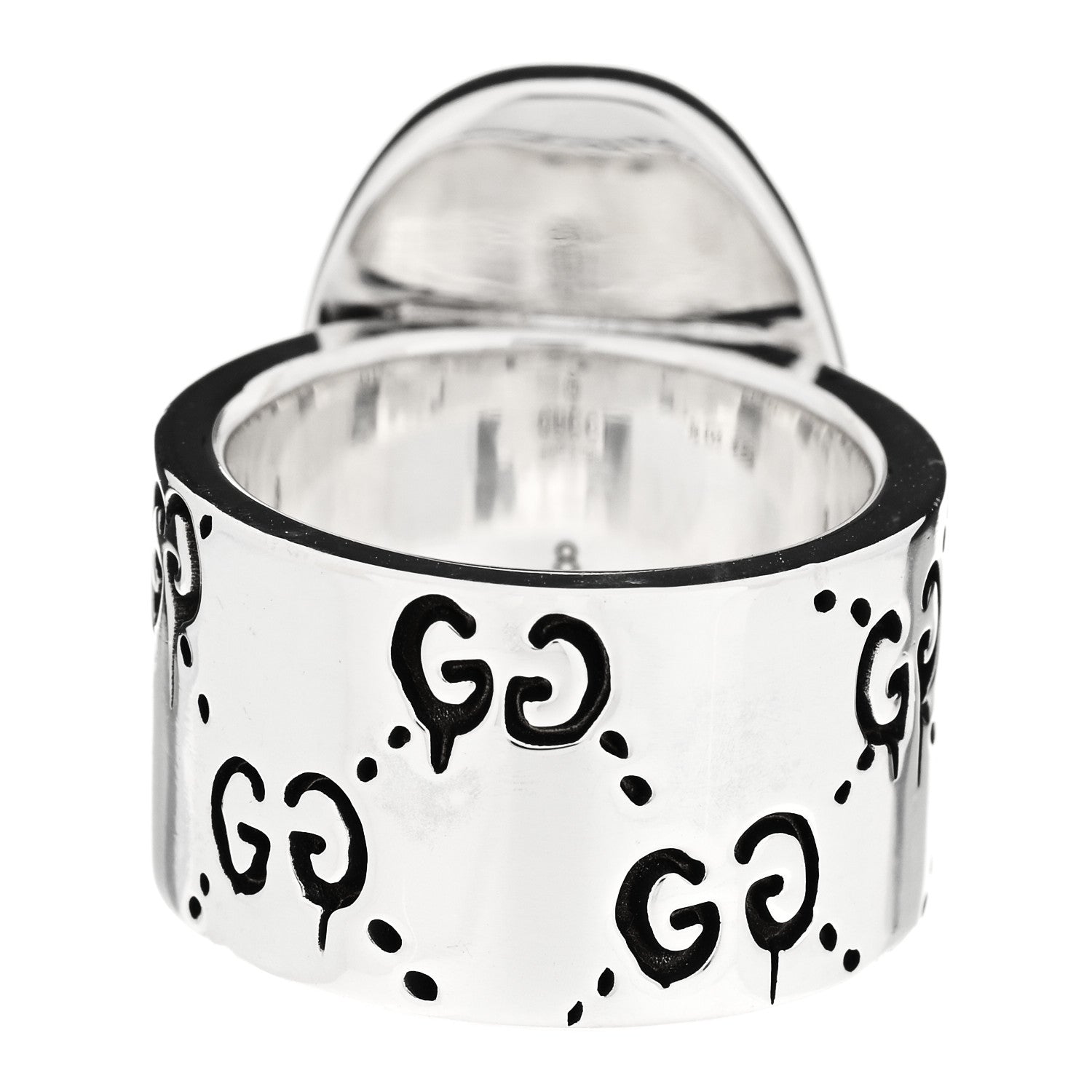 Gucci Sterling Silver Grey Diamond GucciGhost Ghost Ring 48 4.5 3 of 7