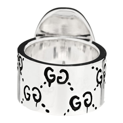 Gucci Sterling Silver Grey Diamond GucciGhost Ghost Ring 48 4.5 3 of 7