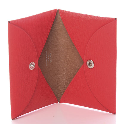 Hermes Chevre Mysore Verso Calvi Card Case Rose Texas Quebracho 5 of 8