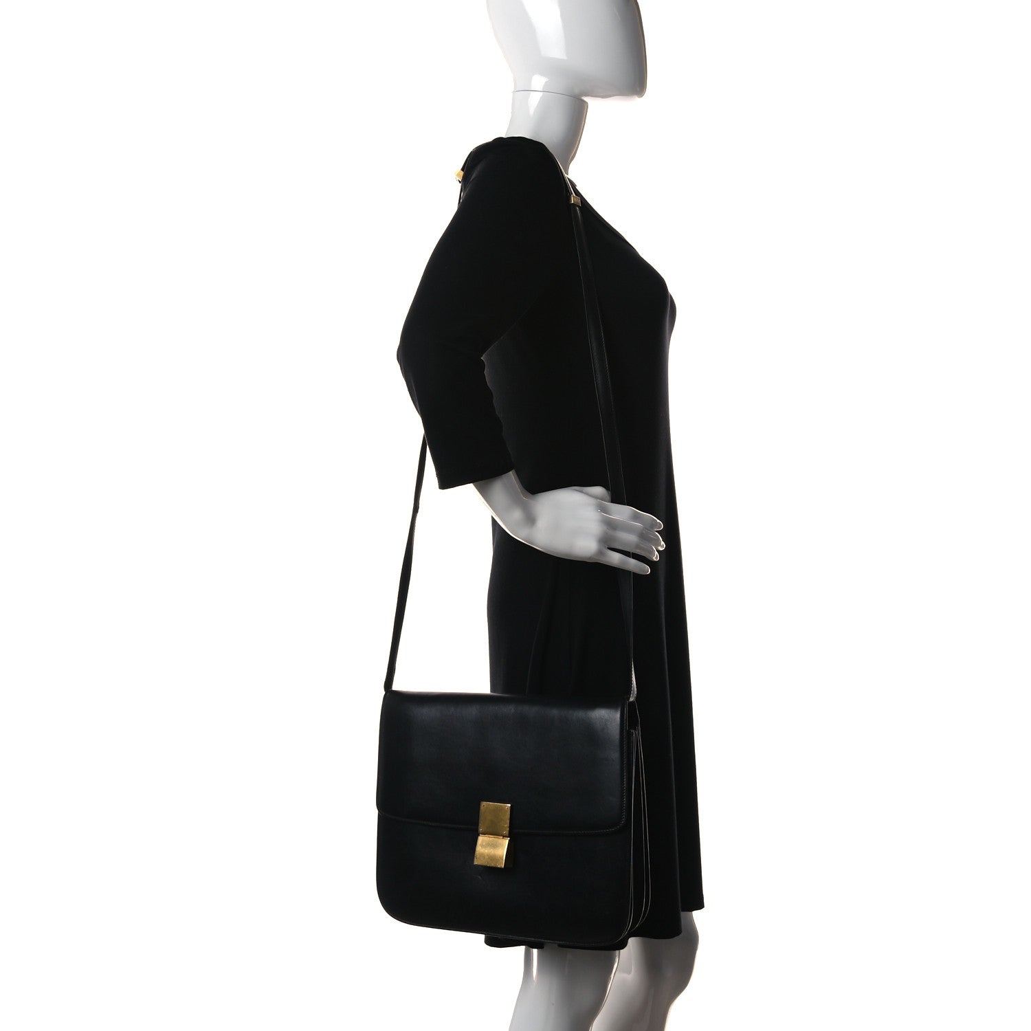 Celine Liege Calfskin Large Classic Box Flap Bag Black 2 of 16