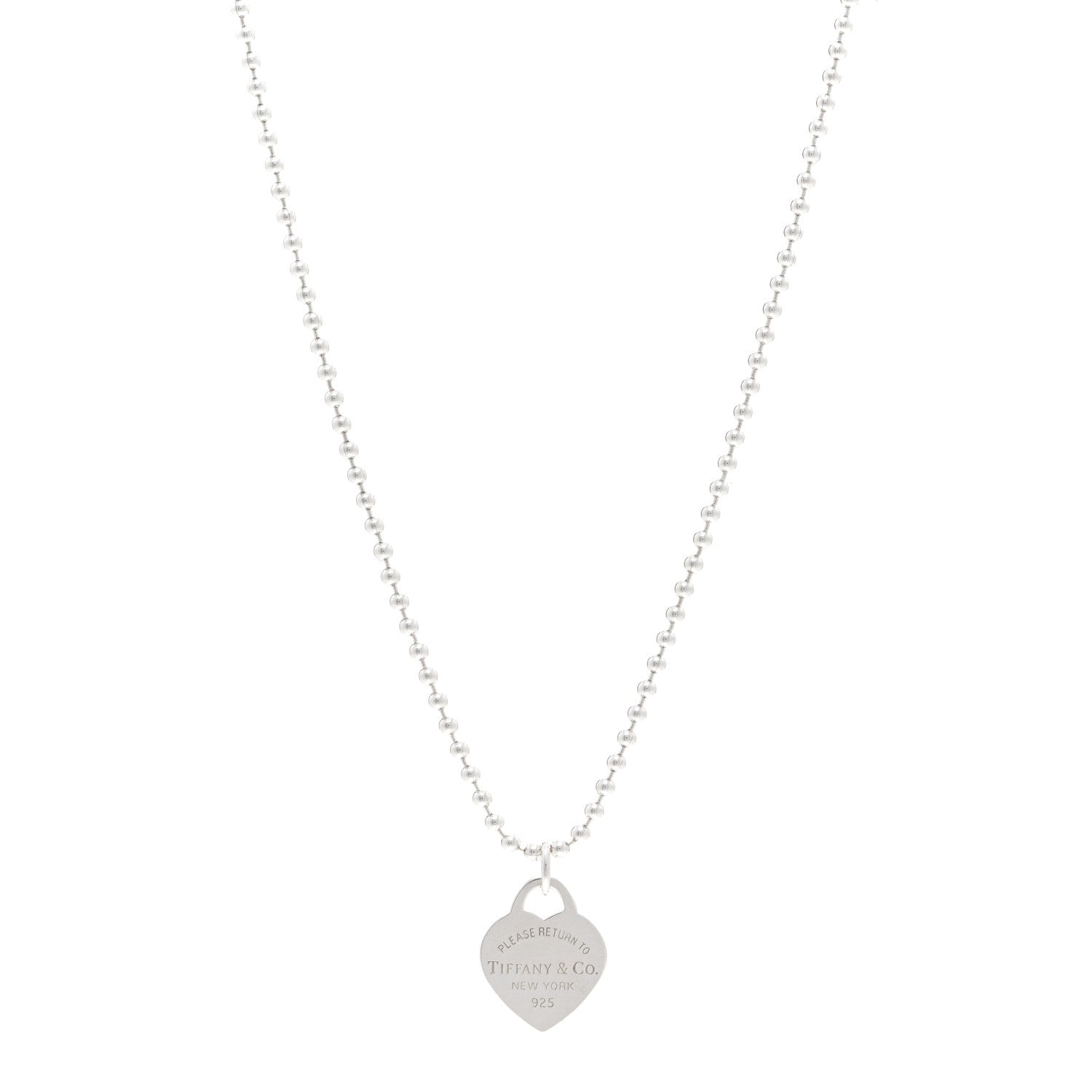 Tiffany Sterling Silver Return To Tiffany Heart Tag Pendant Bead Chain Necklace 1 of 4
