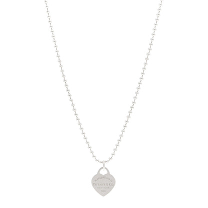 Tiffany Sterling Silver Return To Tiffany Heart Tag Pendant Bead Chain Necklace 1 of 4