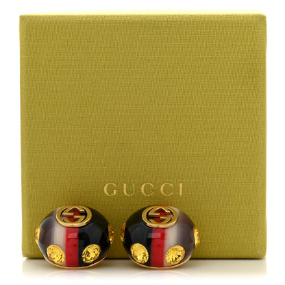 Gucci Resin Strass Vintage Web Stud Earrings Blue Red 6 of 6