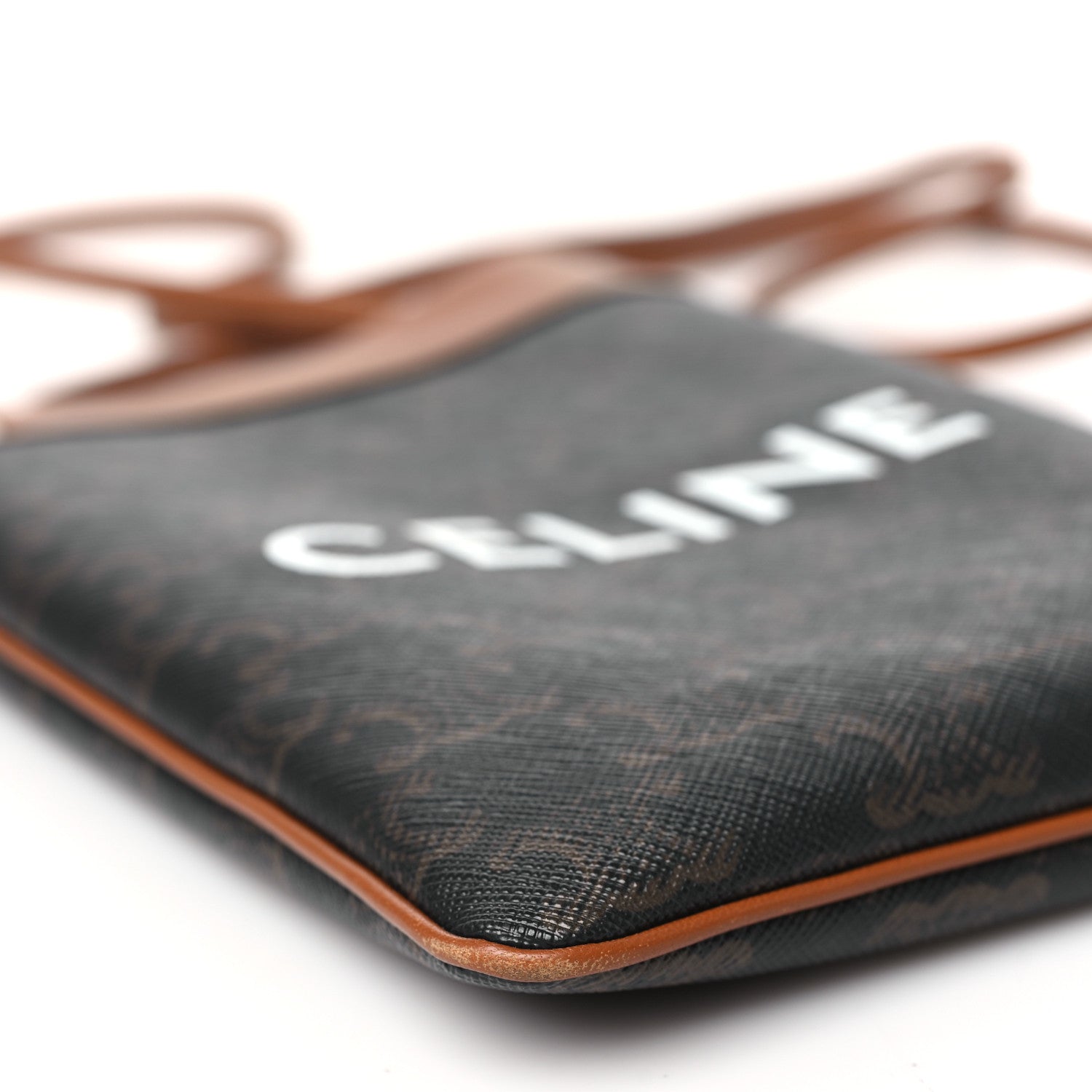 Celine Triomphe Canvas Calfskin Mini Poche Bag Tan 8 of 9