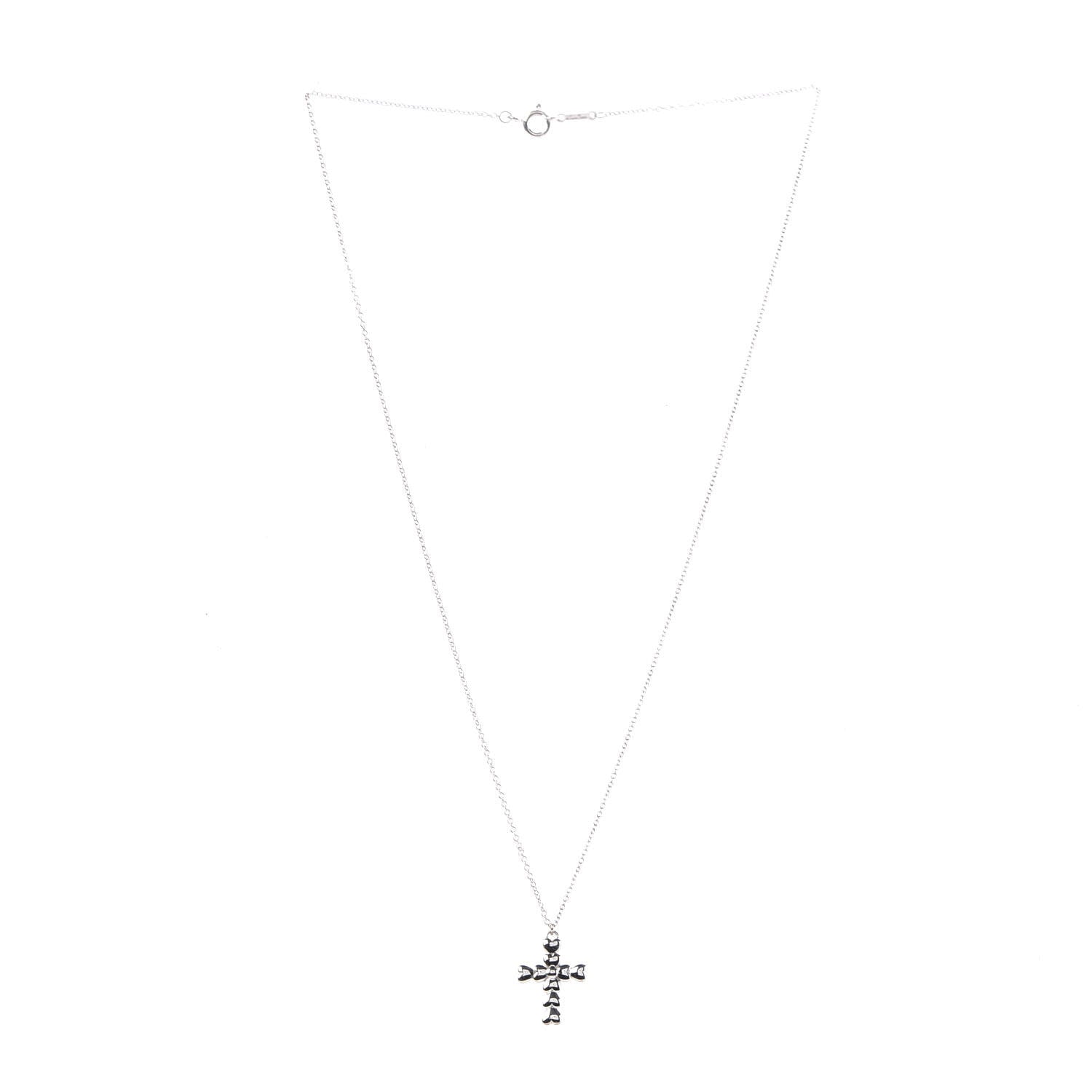 Tiffany Sterling Silver Paloma Picasso Crown of Hearts Cross Pendant Necklace 3 of 7