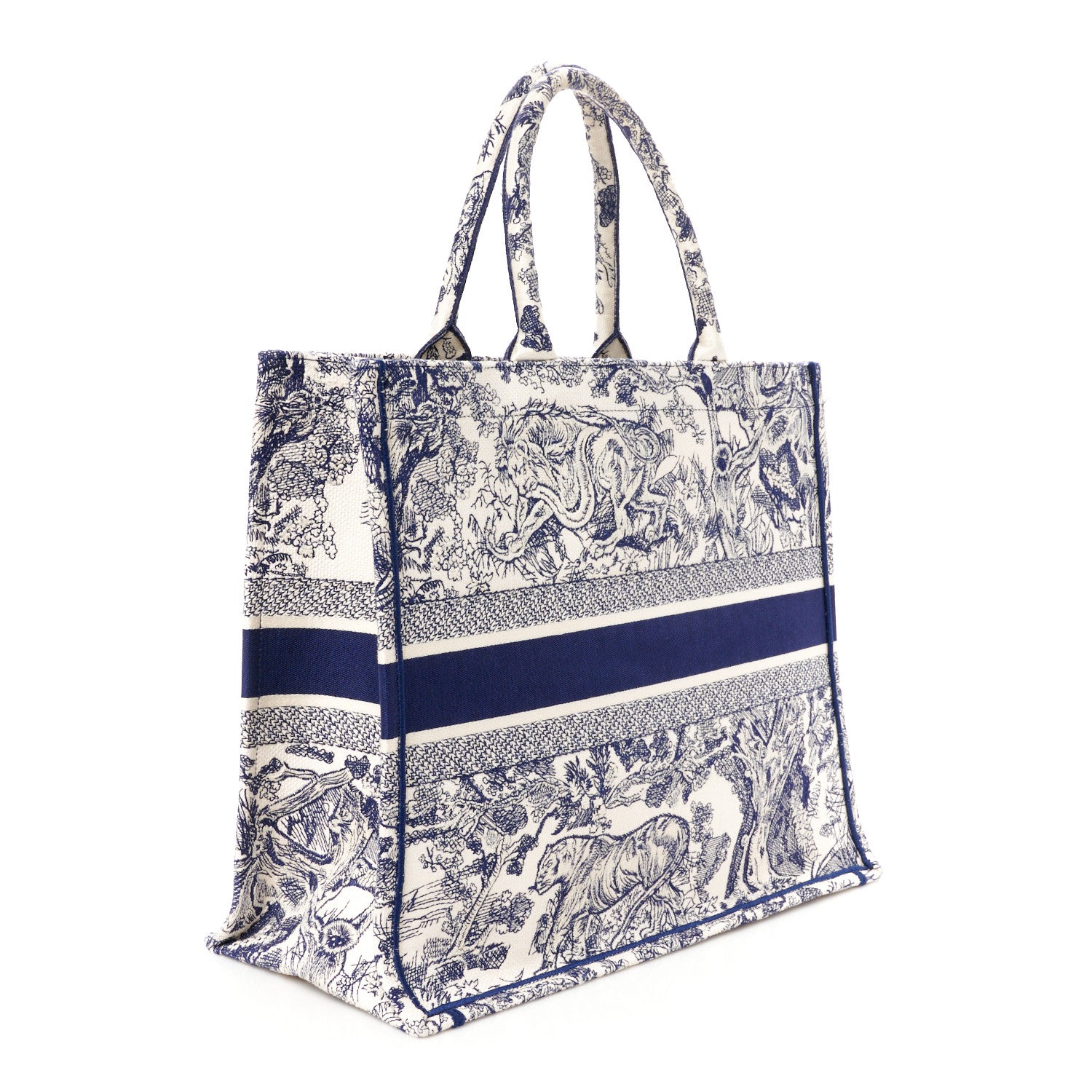 Christian Dior Canvas Embroidered Large Dioriviera Toile De Jouy Book Tote Blue 3 of 10