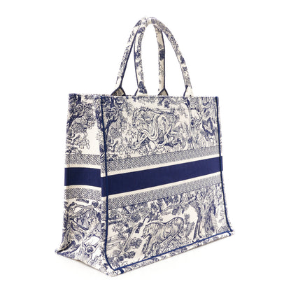 Christian Dior Canvas Embroidered Large Dioriviera Toile De Jouy Book Tote Blue 3 of 10
