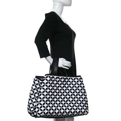 Alaia Calfskin Maille Macro Petale Cabas Tote Black White 2 of 9