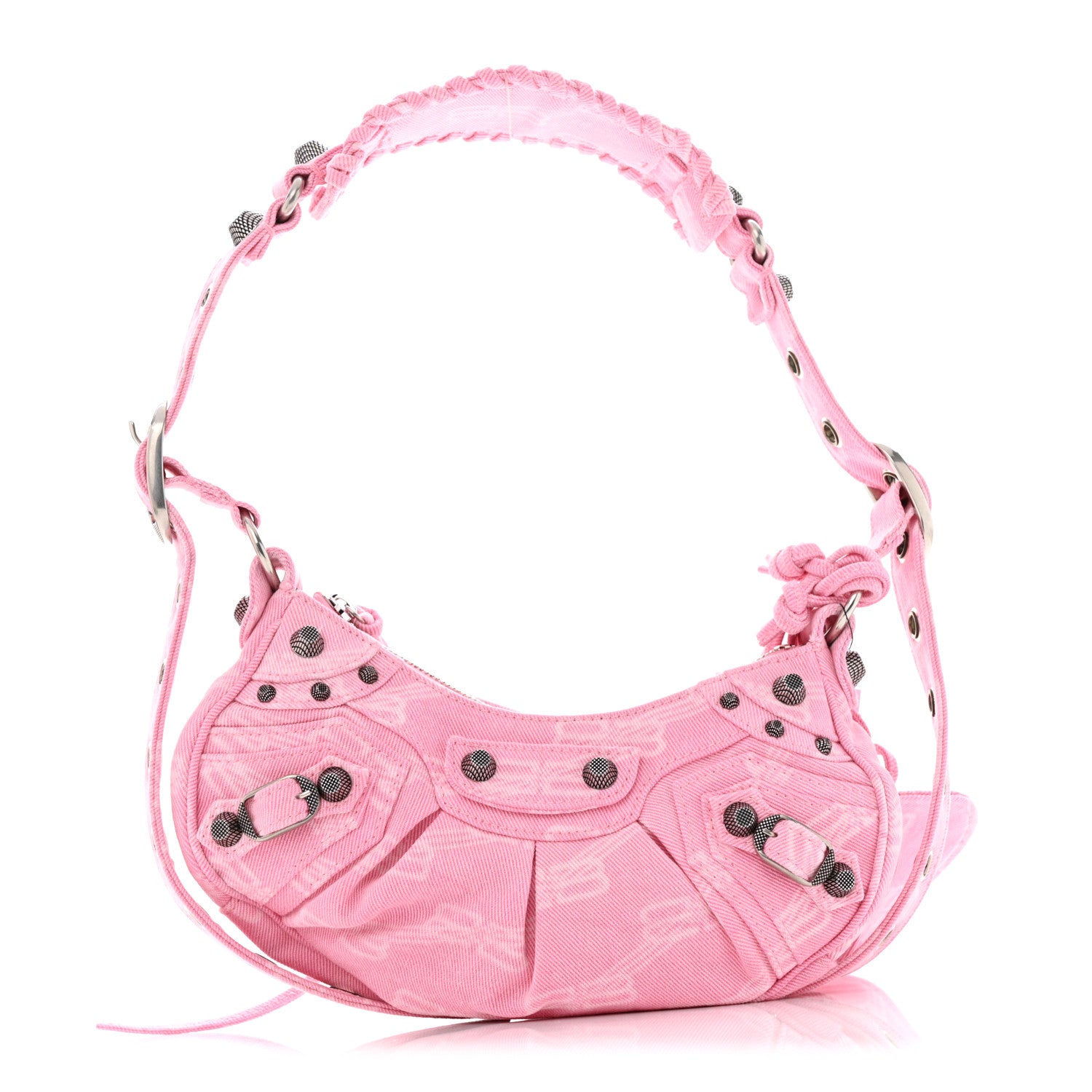 Balenciaga Denim BB Monogram Le Cagole Shoulder Bag XS Pink 1 of 11