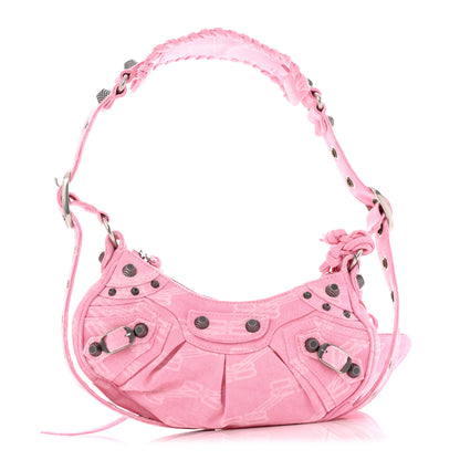 Balenciaga Denim BB Monogram Le Cagole Shoulder Bag XS Pink 1 of 11