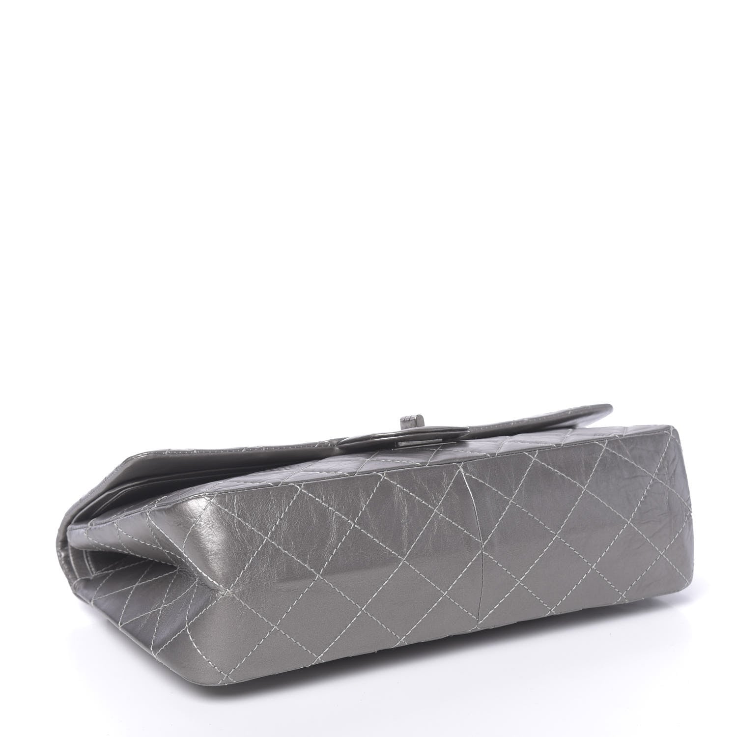 Chanel Metallic Aged Calfskin Quilted 2.55 Reissue 227 Flap Argent Fonce 4 of 11
