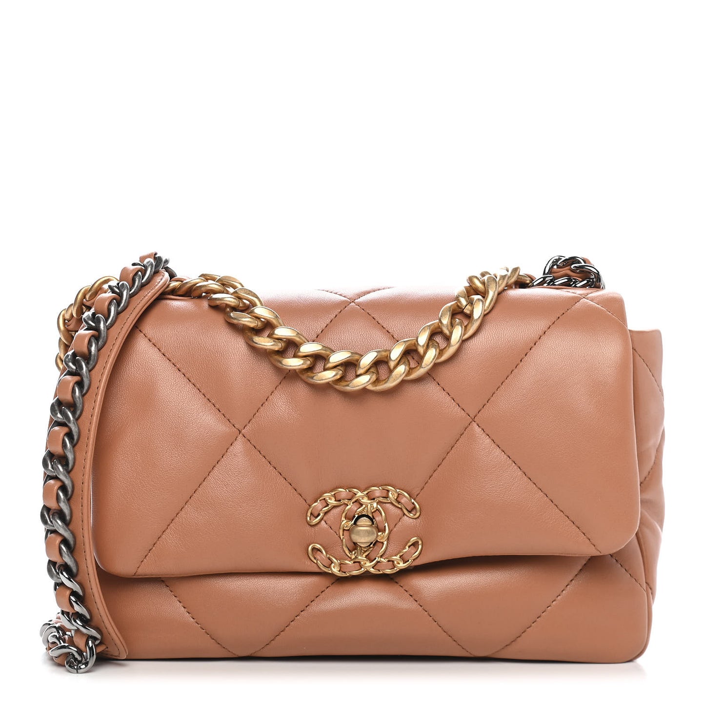 Lambskin Quilted Medium Chanel 19 Flap Brown