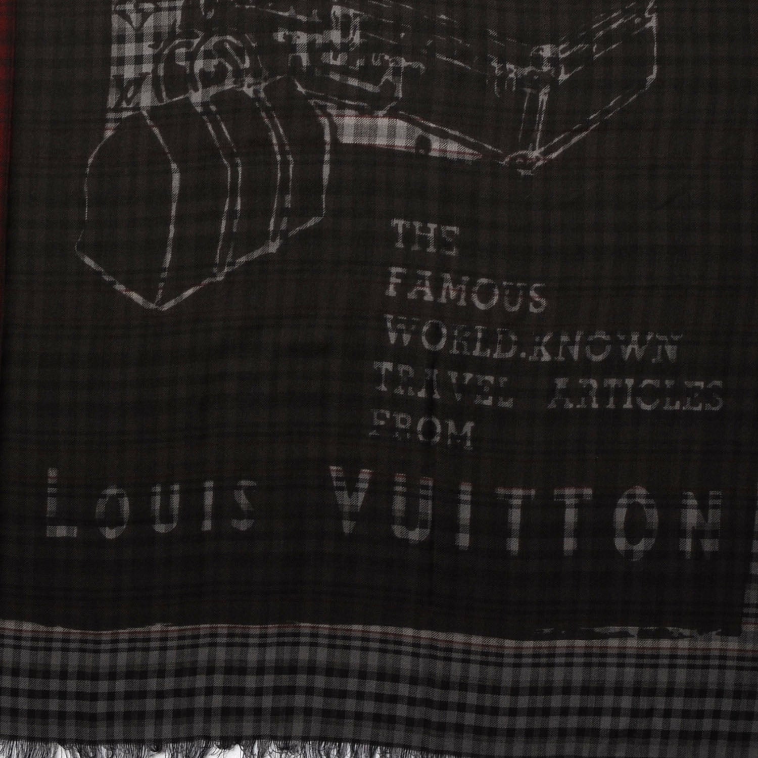 Louis Vuitton Mens Fleece Wool Silk Trunks Shawl Gris Rouge 5 of 5