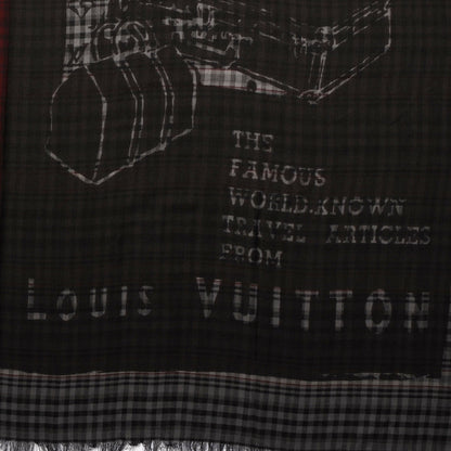 Louis Vuitton Mens Fleece Wool Silk Trunks Shawl Gris Rouge 5 of 5