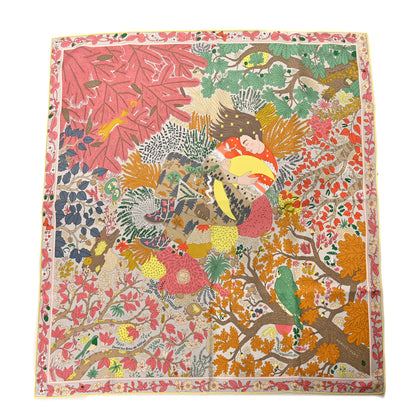 Hermes Silk Dans Les Bras De Selene Scarf 90 Vert Jaune Corail 2 of 8