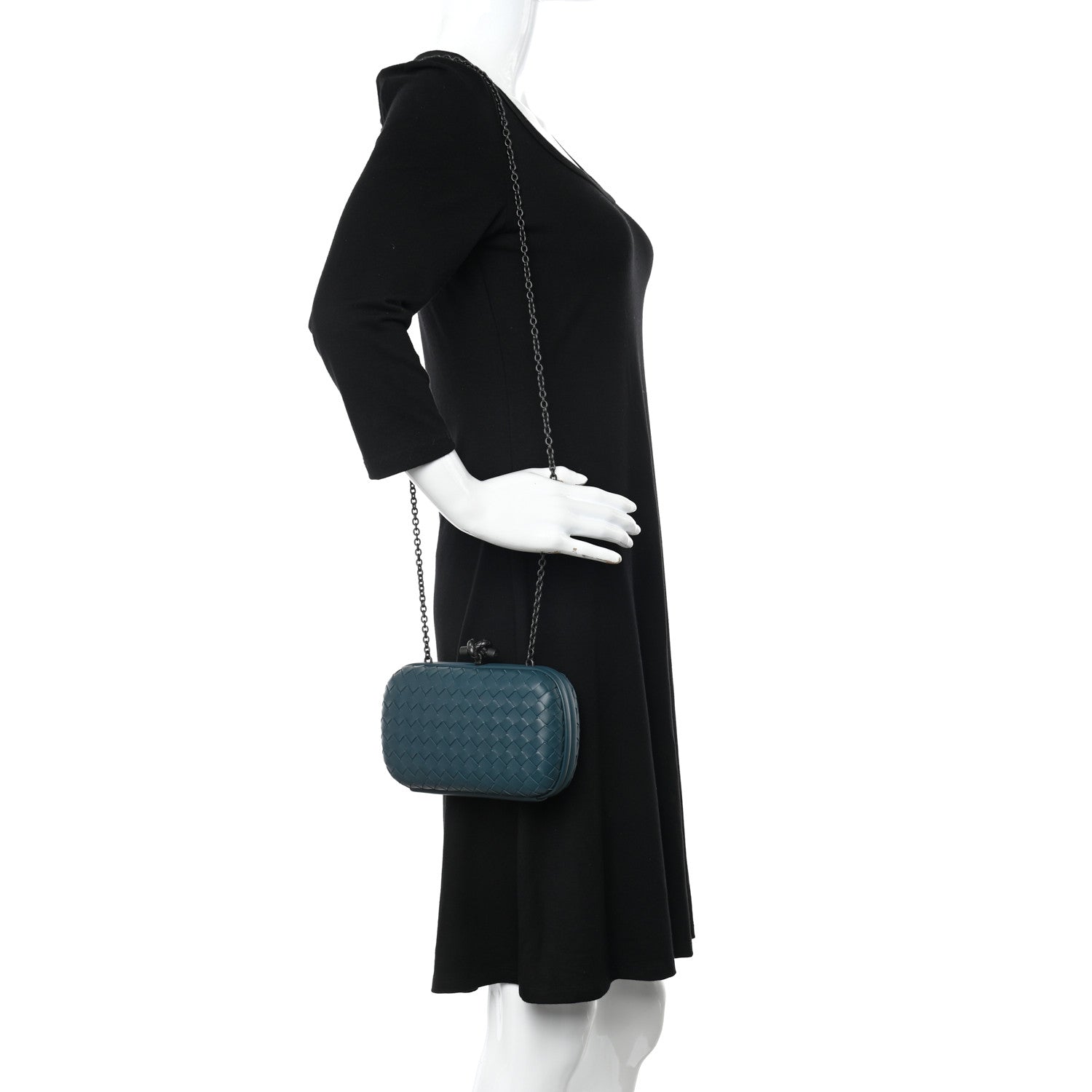 Bottega Veneta Nappa Intrecciato Chain Knot Clutch Mallard 2 of 6