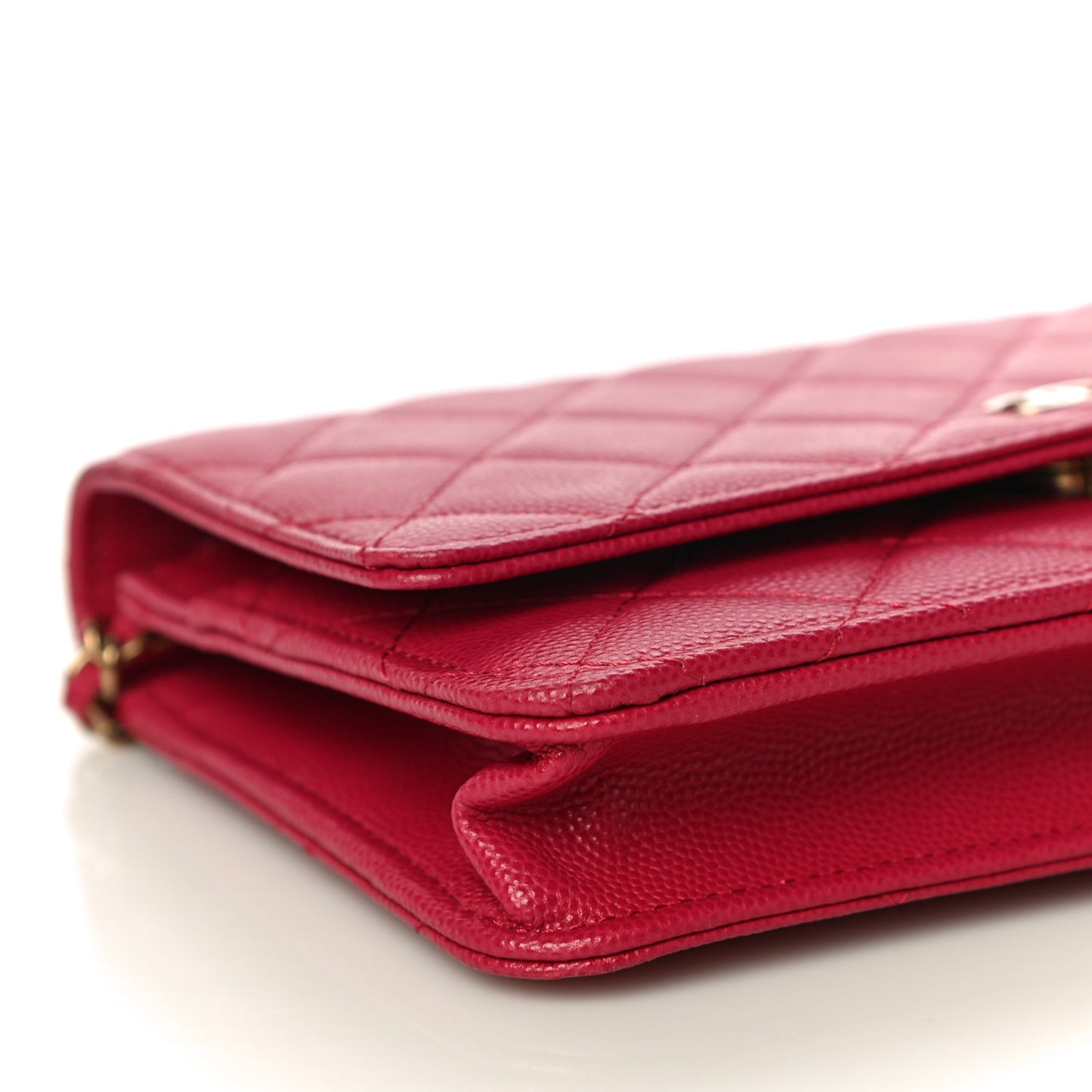 Caviar Quilted Wallet On Chain WOC Dark Pink