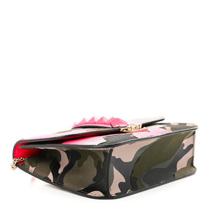Valentino Garavani Nappa Canvas Camouflage Medium Glam Lock Rockstud Flap Fuxia Fluo 4 of 11
