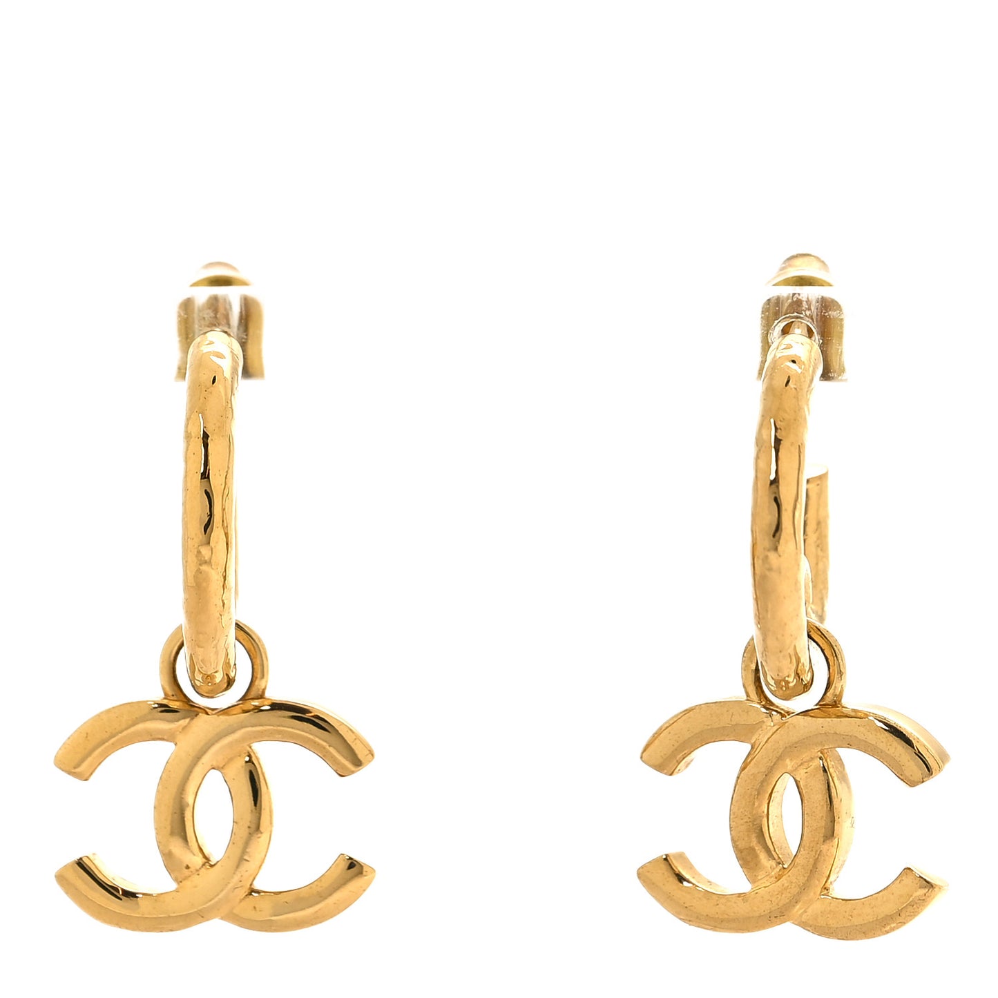 CC Hoop Drop Earrings Gold
