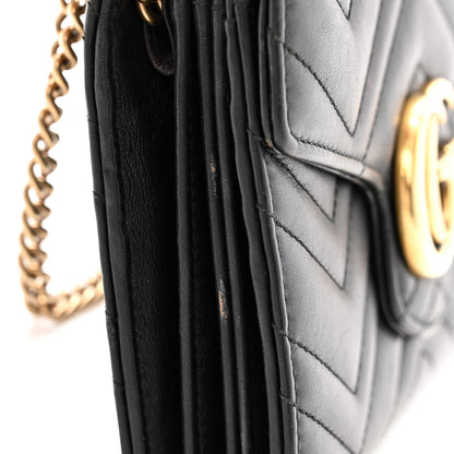 Gucci Calfskin Matelasse GG Marmont Chain Wallet Black 13 of 22