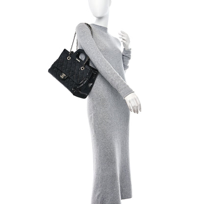 Chanel Glazed Calfskin Quilted Small CC Delivery Tote Black 2 of 11