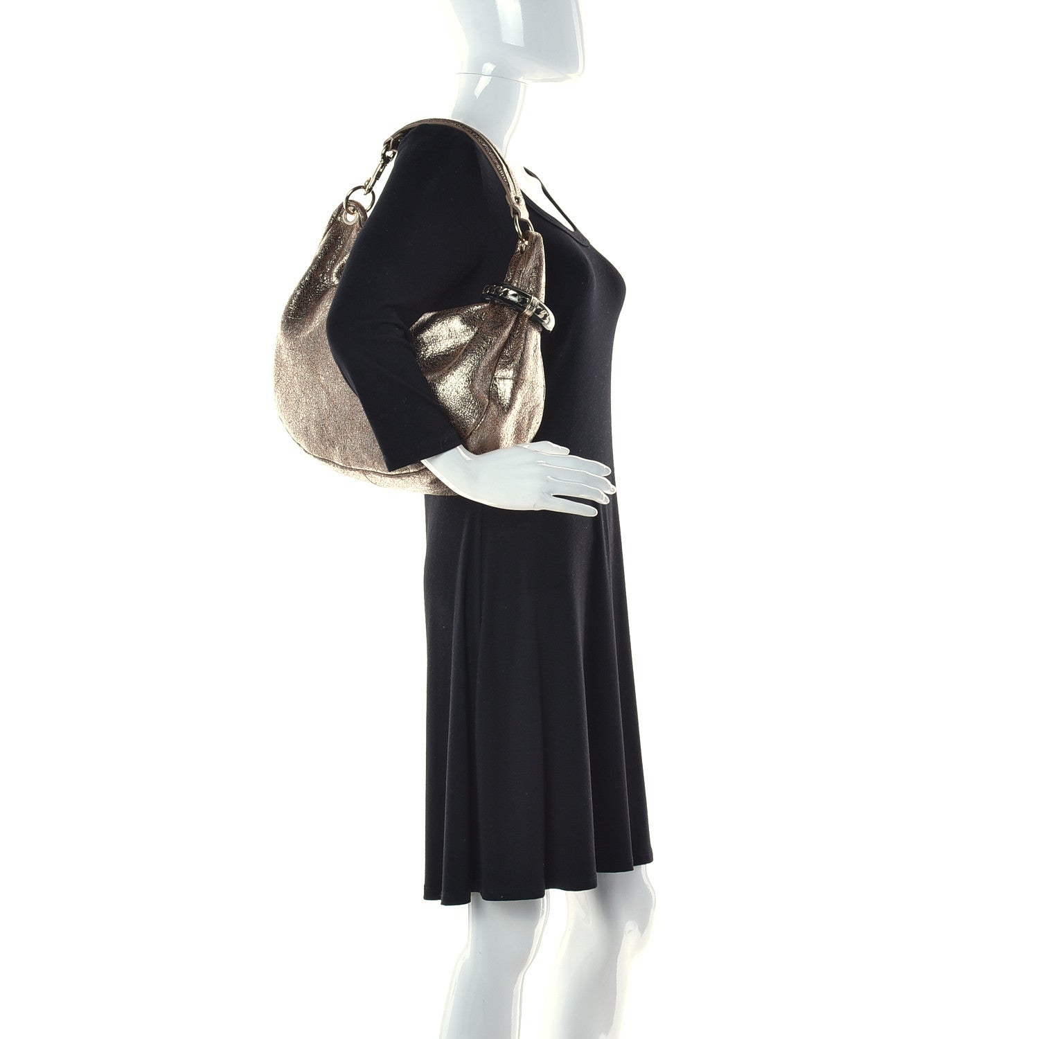 Jimmy Choo Suede Large Solar Hobo Metallic Gold 2 of 10