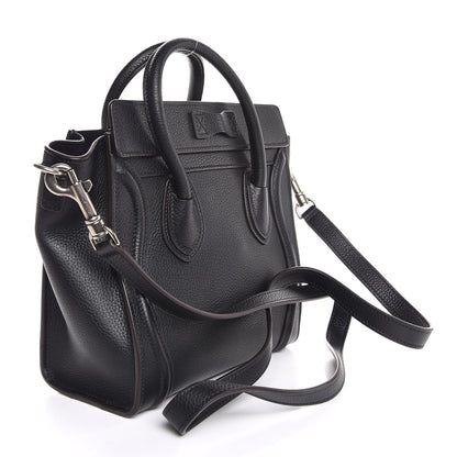 Celine Drummed Calfskin Nano Luggage Black 3 of 7