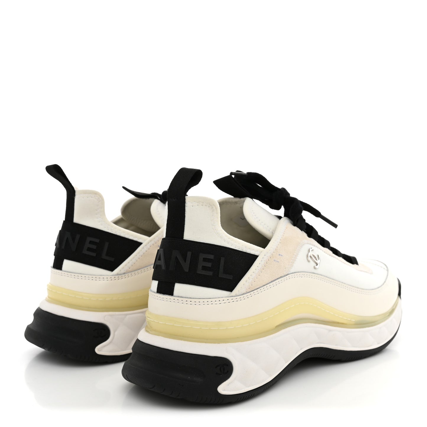 Velvet Calfskin Mixed Fibers Mens CC Sneakers 44 Ivory Black