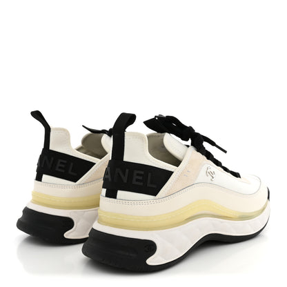 Chanel Velvet Calfskin Mixed Fibers Mens CC Sneakers 44 Ivory Black 5 of 11