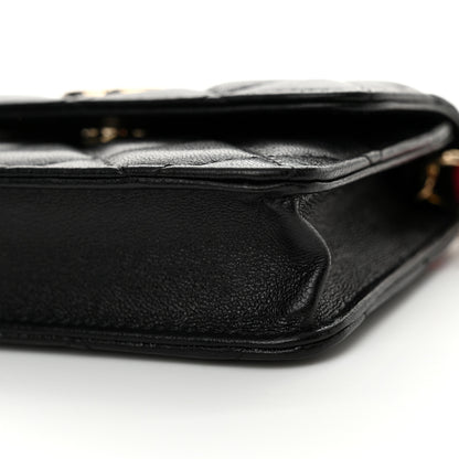 Chanel Shiny Lambskin Ribbon Quilted Flap Belt Bag Black 11 of 11