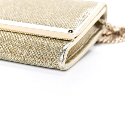 Jimmy Choo Glitter Fabric Milla Chain Wallet Champagne 9 of 9