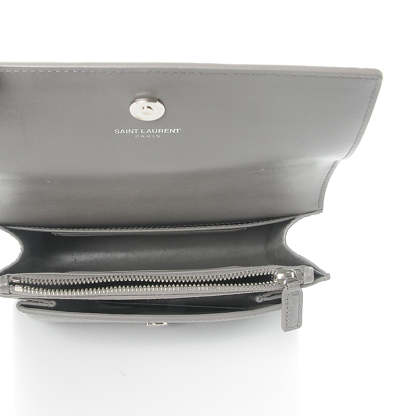 Calfskin Crocodile Embossed Monogram Sunset Chain Wallet Fog