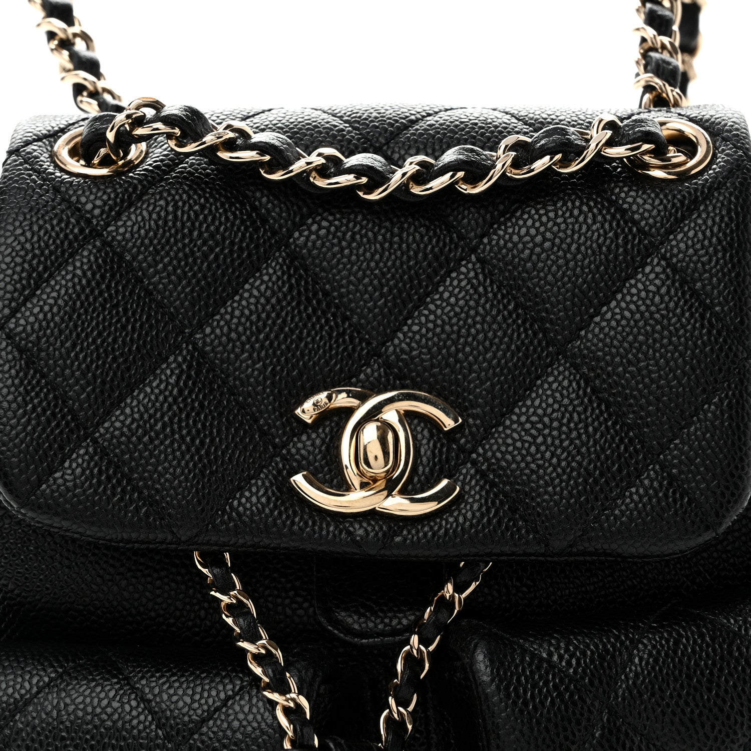Chanel Shiny Caviar Quilted Small Duma Pockets Drawstring Backpack Black 8 of 11