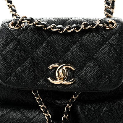 Chanel Shiny Caviar Quilted Small Duma Pockets Drawstring Backpack Black 8 of 11