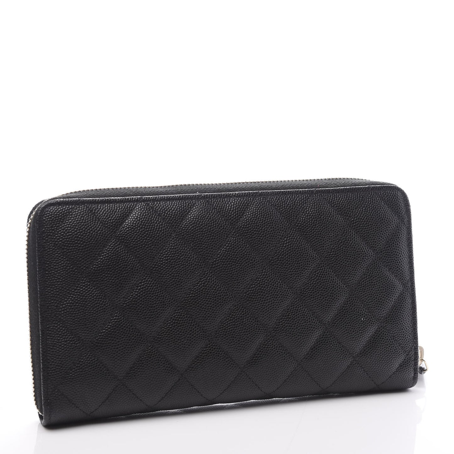 Caviar Quilted Large Zip Around Organizer Wallet Black