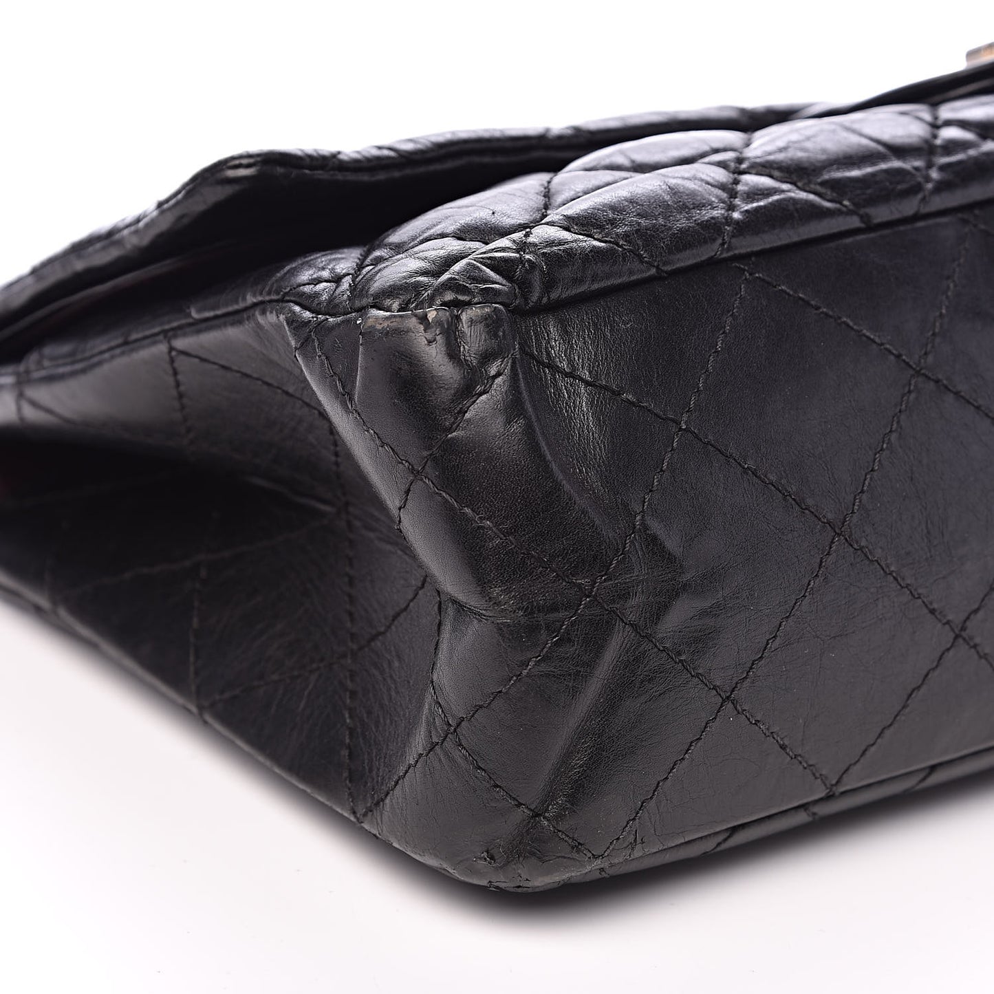Aged Calfskin Quilted 2.55 Reissue 227 Flap Black