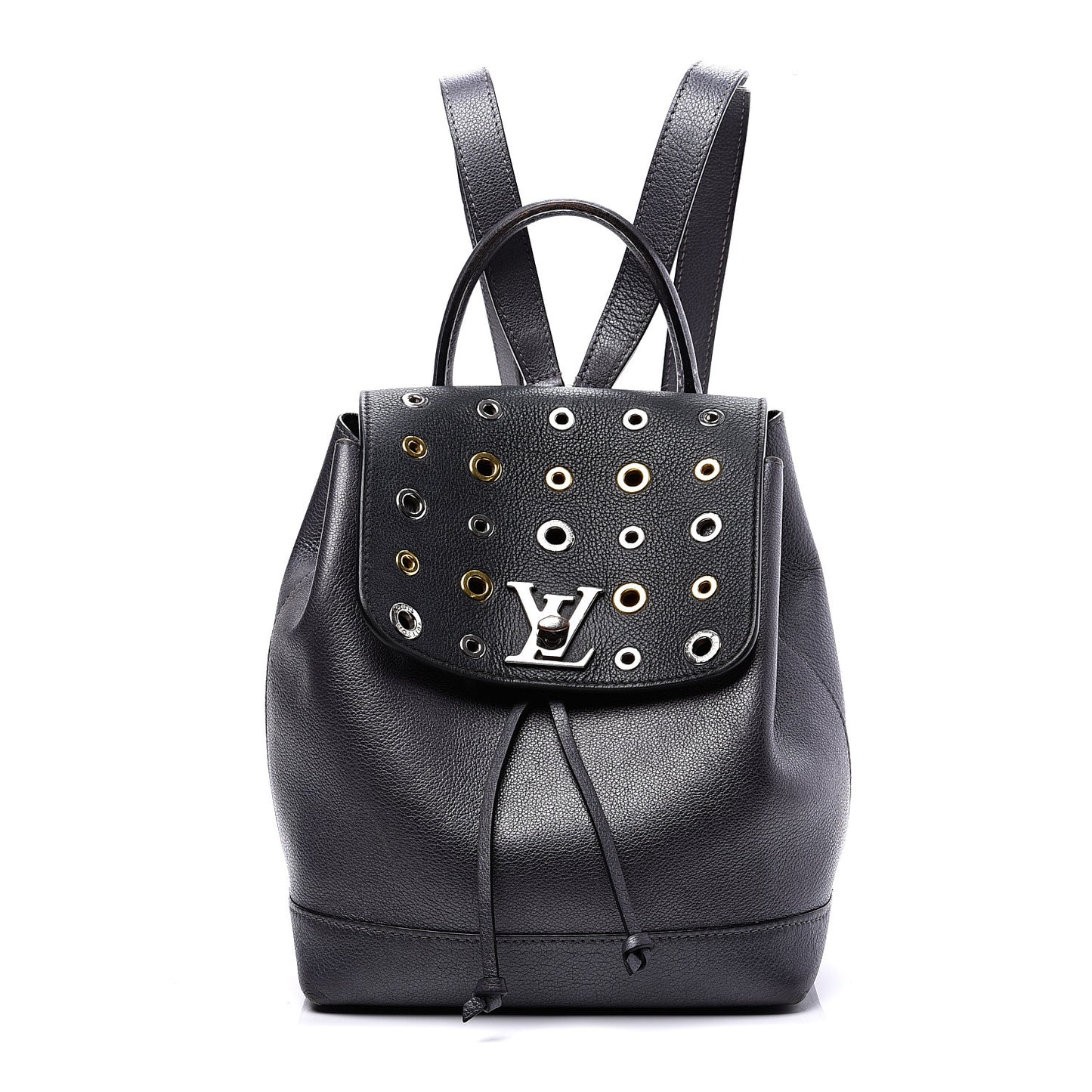Calfskin Eyelet Lockme Backpack Black