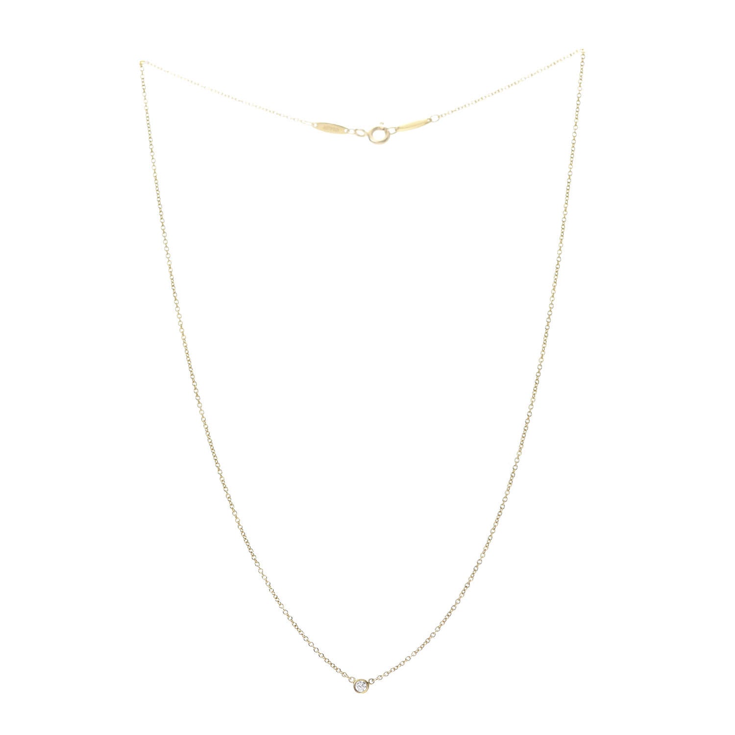 Tiffany 18K Yellow Gold Diamond .05ct Elsa Peretti Diamonds by the Yard Pendant Necklace 3 of 6