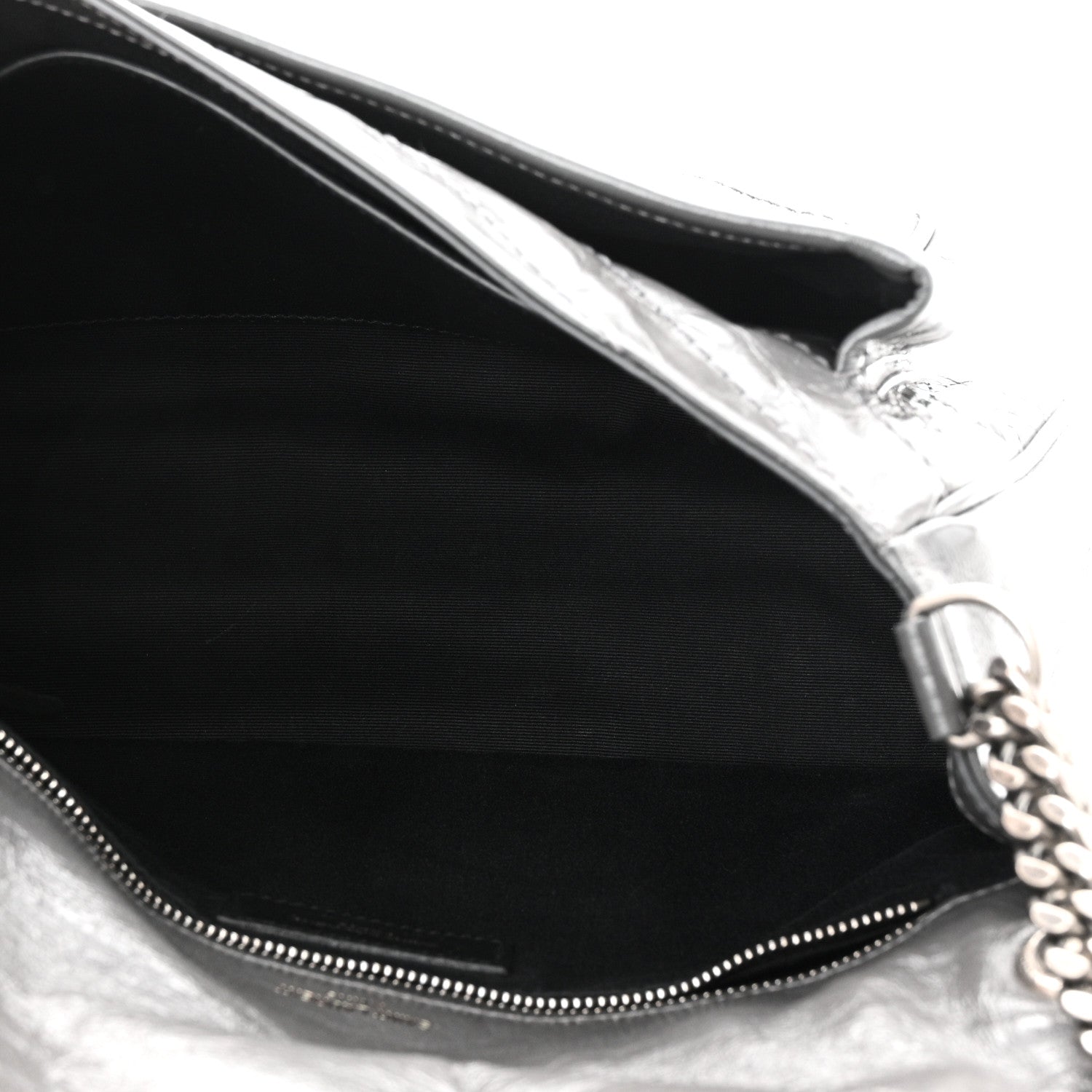 Saint Laurent Crinkled Calfskin Matelasse Monogram Medium Niki Chain Satchel Fog 5 of 11