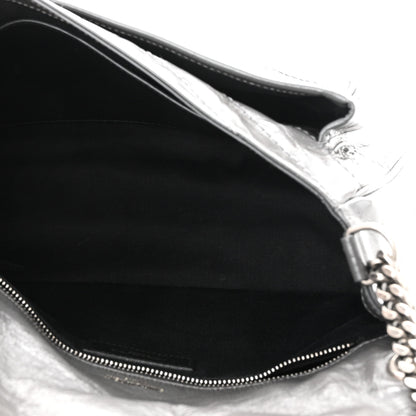 Saint Laurent Crinkled Calfskin Matelasse Monogram Medium Niki Chain Satchel Fog 5 of 11