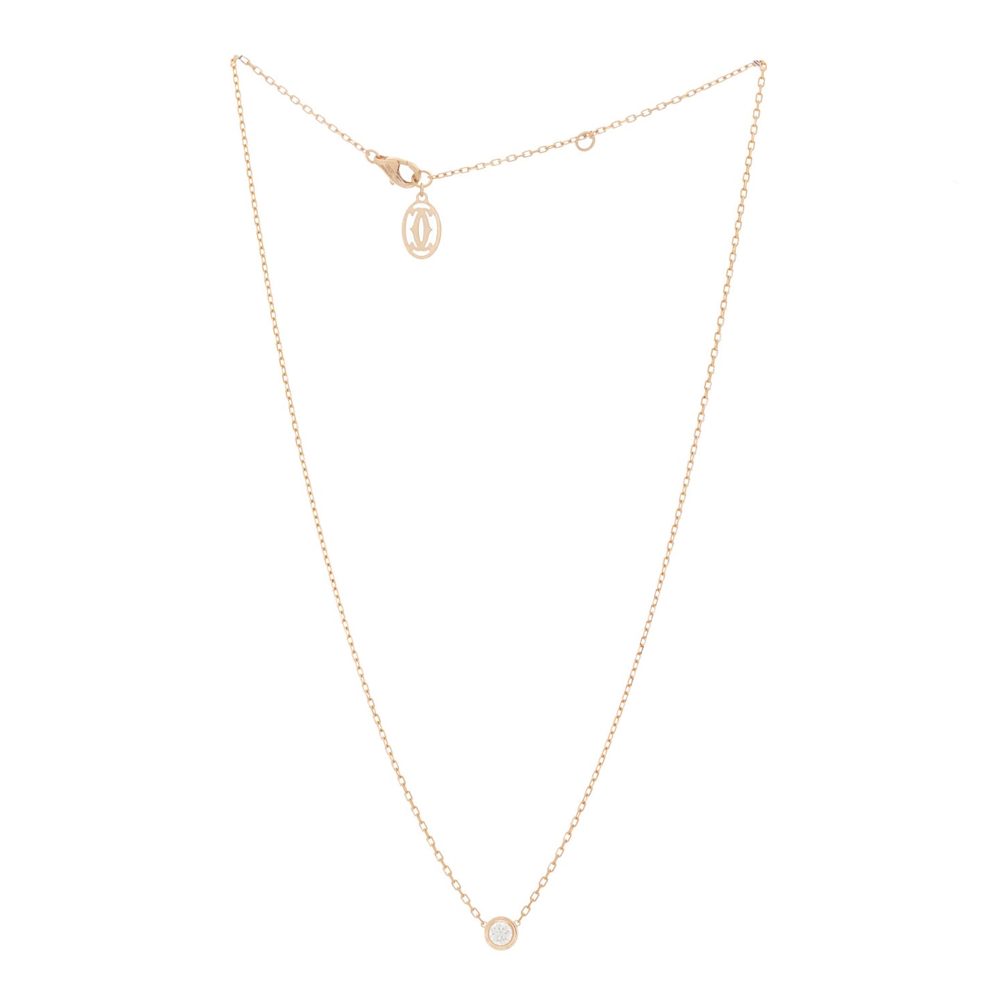 18K Pink Gold Diamond LM D'Amour Pendant Necklace