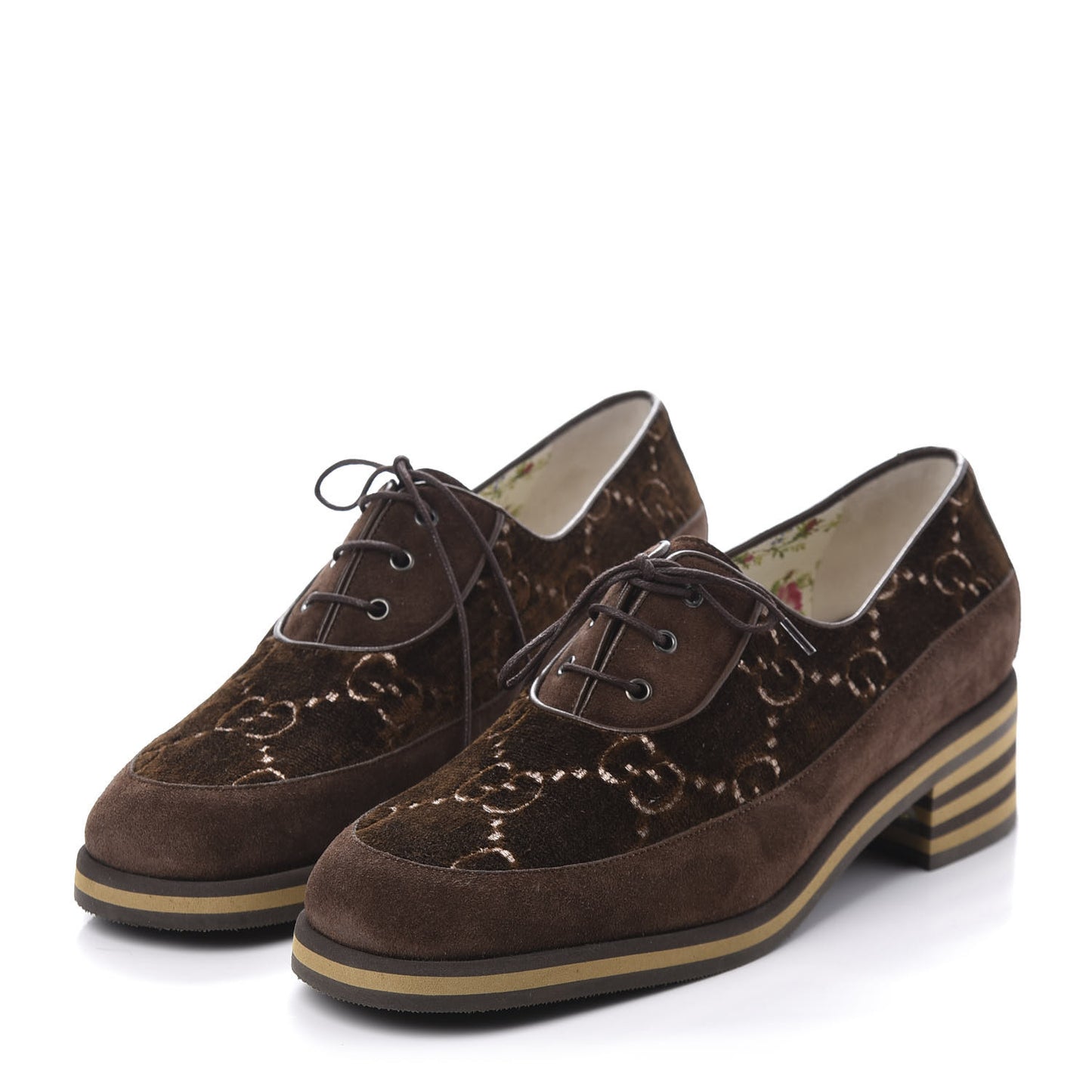 Velvet GG Monogram Thompson Derby Loafers 40 Vintage Cocoa Brown
