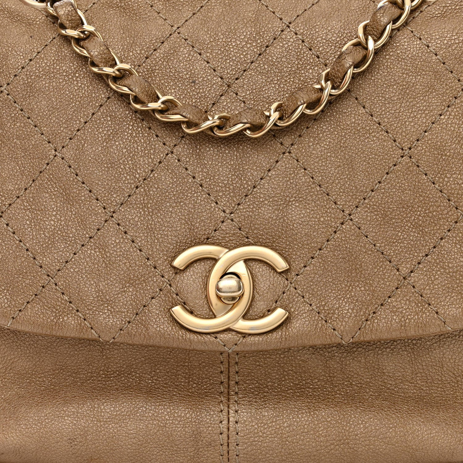 Chanel Metallic Calfskin Quilted Mini Trianon Messenger Flap Gold 11 of 13