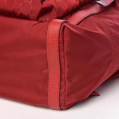 Gucci Nylon Monogram Dollar Calfskin Medium Light Double Buckle Backpack Vibrant Red 10 of 10