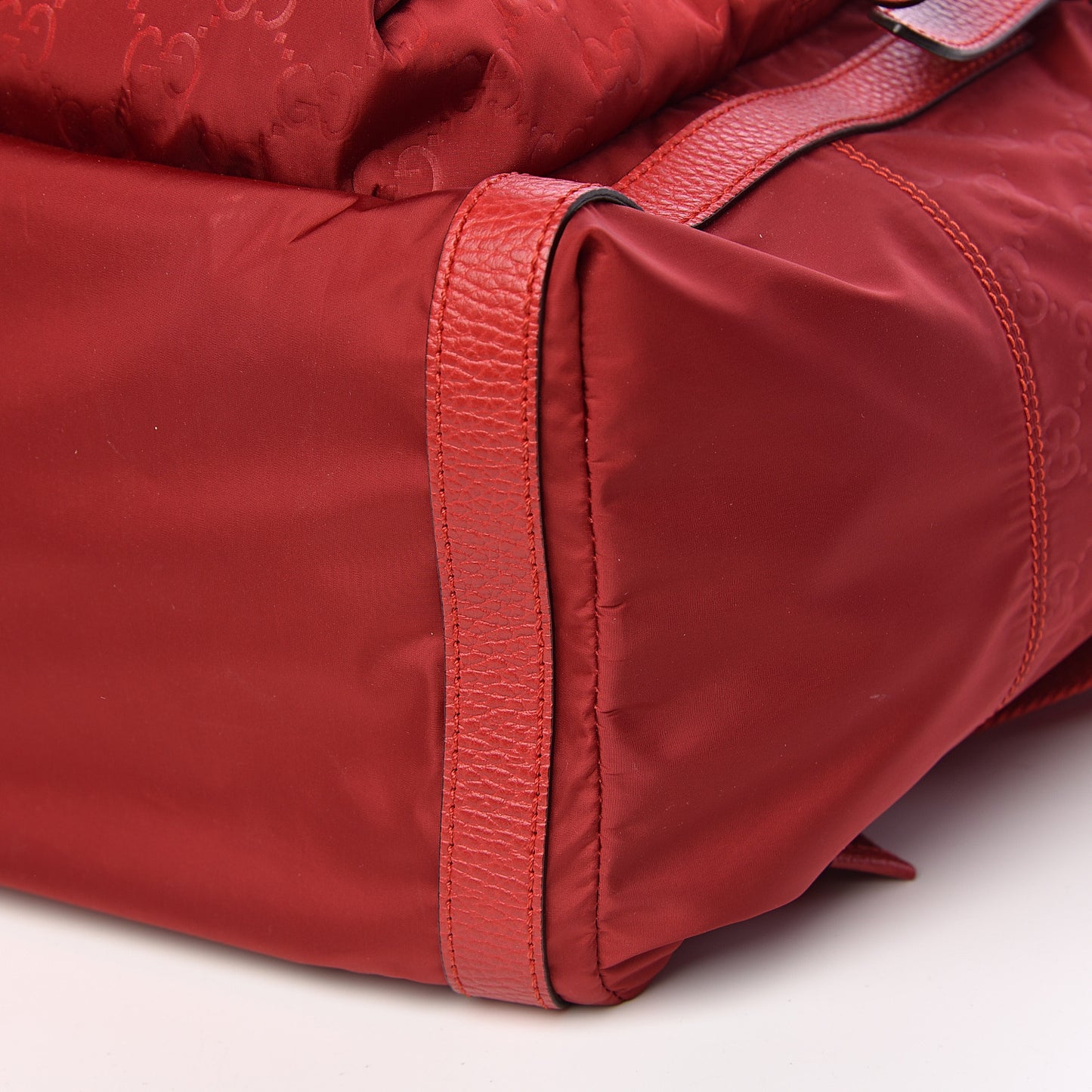 Nylon Monogram Dollar Calfskin Medium Light Double Buckle Backpack Vibrant Red