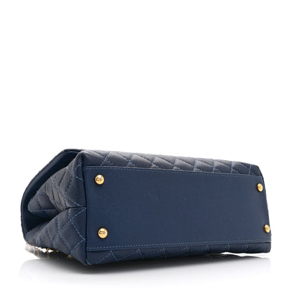 Chanel Caviar Quilted Small Coco Handle Flap Blue 4 of 10